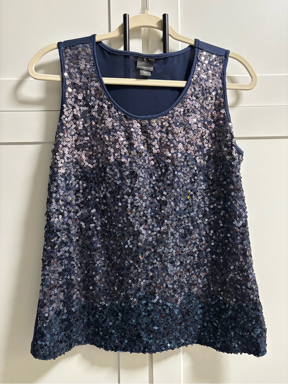 Covington Navy Blue Ombre Sequin Sleeveless Tank Top Size Medium